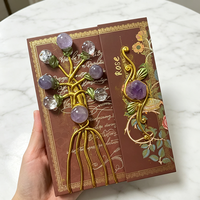 Journal Arbre de Vie en Cristal Naturel Fait Main, Carnet de Guérison des 7 Chakras, Grimoire Vintage de Sorcellerie pour Décoration Intérieure