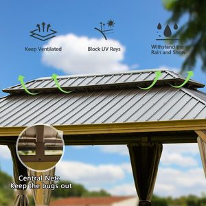 लक्जरी एल्यूमीनियम हार्डटॉप गैज़बो उच्च गुणवत्ता वाले पेगोआ बाहरी मंडप गज़ेबो गार्डन डबल पॉलीकार्बोनेट छत मंडप - Product Image 6