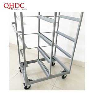 सुपरमार्केट वस्तुओं के लिए उच्च गुणवत्ता वाले स्टील ट्रॉली 300 किलोग्राम भार क्षमता रोलिंग कार्ट चार पहिया भंडारण शेल्फ के साथ - Product Image 5