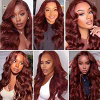 Perruque frontale sans colle 13x4 13x6 Body Wave brun roux, cheveux brésiliens vierges, grade 12A Remy, double épaisseur, vente en gros