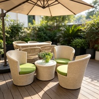 Ensemble de salon de jardin 3 pièces en PE tressé à la main, durable, pour balcon, style loisirs en plein air, avec table et 2 chaises