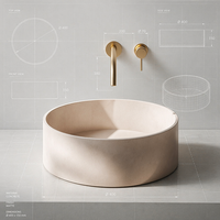 Vasque en béton pour hôtel de charme, design moderne et minimaliste, modèle MB-003, à poser sur comptoir, facile à nettoyer, monotrou, couleur personnalisable disponible