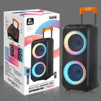 Altavoz Portátil Inalámbrico para Fiestas con Bluetooth, Doble Woofer de 8 Pulgadas, Subwoofer para Fiestas con Bajos Potentes, Altavoz Estéreo para Karaoke