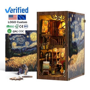 Estilo encantador personalizado DIY casa <span class=keywords><strong>de</strong></span> muñecas LIBRO <span class=keywords><strong>DE</strong></span> MADERA rincón estantería decoración Mini libro Nook Kit uso como regalo - Product Image 1