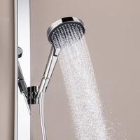 Juego de ducha multifuncional de doble mango contemporáneo de nuevo diseño, baño montado en la pared, aluminio anodizado, chorro de lluvia, cerámica