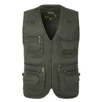 Tronyond Gilet de Chasse et Pêche d'Extérieur pour Homme, en Coton Orange Multi-Poches, Sans Manches, Respirant, pour Photographie Sportive
