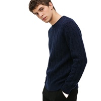 Pull-over en laine mélangée tricoté pour homme, col montant, logo frontal, épais, chaud, anti-boulochage, 460g, manches longues, motif cheval