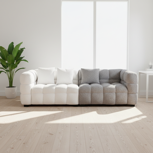 Krem Rengi Bulut Kanepe Minimalist Kumaş Çerçeveli Düz Modüler Bölmeli Dinlenme Koltuğu Küçük Daire Oturma Odası İçin - Product Image 2