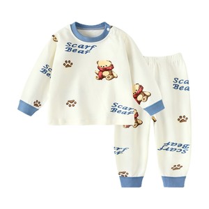 Conjunto de Ropa Interior de Algodón Puro con Dibujos Animados para Niños y Niñas, Pijamas Cálidos para Bebés y Niños Pequeños - Product Image 1