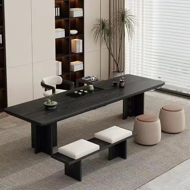 Mesa de 1,6 metros, silla principal, banco largo, dos taburetes redondos, mueble de té