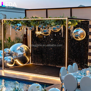 LEDA Custom Events Arche lumineuse noire pour événements et mariages, toile de fond détachable, cabine photo avec éclairage LED - Product Image 3