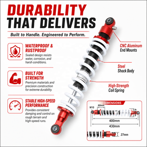 Amortisseur arrière réglable à air de 400 mm pour moto 150cc - <span class=keywords><strong>250cc</strong></span>, moto tout-terrain, VTT, <span class=keywords><strong>QUAD</strong></span>, kart, scooter - Product Image 4