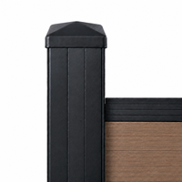 Panneaux de clôture en composite WPC horizontaux pour extérieur, avec poteaux en aluminium, 6 pieds, grain de bois teck profond
