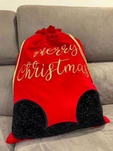Bolsa de Regalo Navideña de Terciopelo Rojo de Lujo, con Diseño de Ratón Navideño, para Regalos de Navidad - Product Image 4