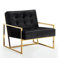 Fauteuils de salon de luxe au design moderne pour hôtel, canapé en velours bleu, fauteuil d'appoint en bouclette avec piètement en acier inoxydable doré