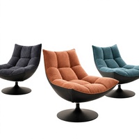 Fauteuil pivotant de loisirs en tissu chenille et similicuir finition mate avec base rotative pour intérieur