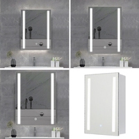 Kabinet obat Aluminium tersembunyi cermin dinding rias LED klasik Modern untuk perabotan rumah atau Hotel