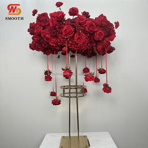 Table de mariage lisse support de fleurs décoration rangée de fleurs fleur rose rouge tombante pour décor de mariage - Product Image 5