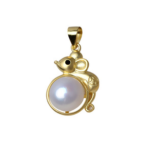 อุปกรณ์ทำเครื่องประดับเงินแท้ S925 สำหรับผู้หญิง จี้รูปปีนักษัตรหนู พร้อมที่ใส่ไข่มุก 10-11 มม. รุ่น 3261 สำหรับทำสร้อยคอแบบ Baby Hair - Product Image 3