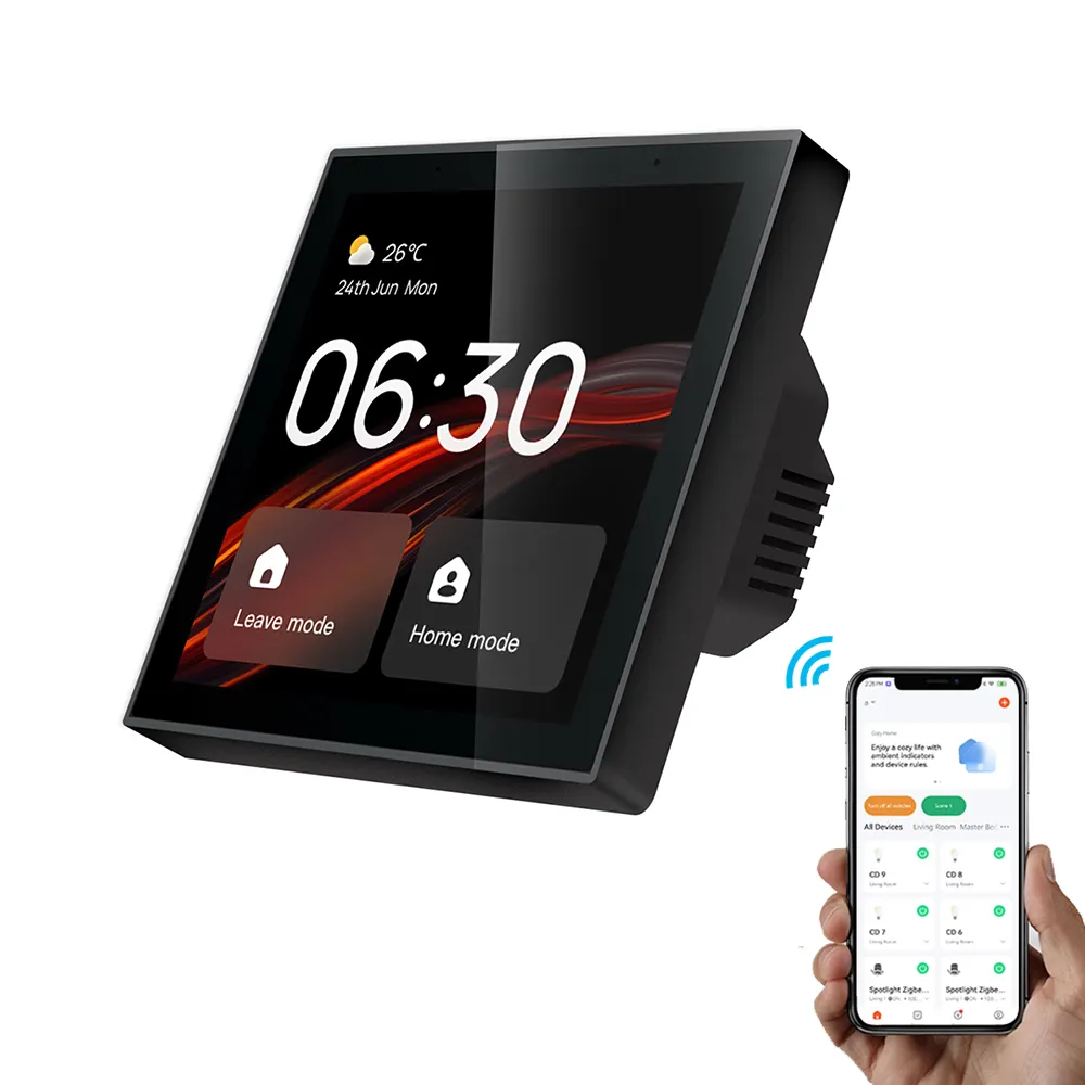 4 Inch Smart Voice Control Panel Smart Home Ingebouwde Alexa Zigbee Gateway Ondersteuning Engels Spaans Duits & Frans