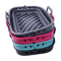 Vente en gros d'ustensiles de cuisson en silicone rectangulaire Panier en silicone pour plateau de cuisson Moule en silicone pour friteuse à air réutilisable pour friteuse à air double