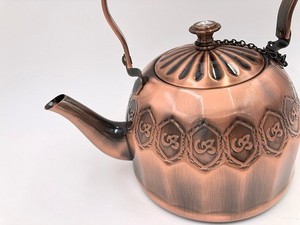 Tetera de Acero Inoxidable con Patrón Árabe en Relieve, Bicolor Plata y Oro, para Regalo de Ramadán, Suministro al por Mayor para Oriente Medio - Product Image 3