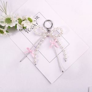 Cordon de téléphone perlé, bracelet de poignet, chaîne de téléphone en perles, porte-clés nœud papillon fait main DIY, accessoires de porte-clés pour sac à dos - Product Image 4