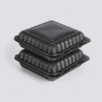Boîte alimentaire jetable écologique en MFPP blanc, format 9x9x3 pouces, conteneur carré haute capacité pour cuisines éphémères et chaînes de restaurants