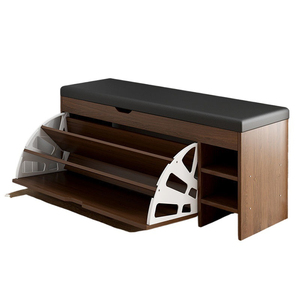 Meuble à <span class=keywords><strong>chaussures</strong></span> en bois de style américain moderne avec tabouret intégré pour changer de <span class=keywords><strong>chaussures</strong></span>, <span class=keywords><strong>banc</strong></span> compact pour entrée, multifonctionnel et rembourré. - Product Image 5