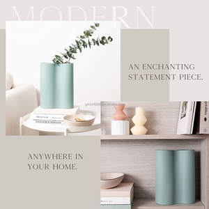 Infinity Blue Vase danese decorazione pastello per camera da letto decorazione pastello <span class=keywords><strong>vaso</strong></span> in <span class=keywords><strong>ceramica</strong></span> per camera da letto <span class=keywords><strong>vaso</strong></span> <span class=keywords><strong>turchese</strong></span> per fiori OEM - Product Image 4