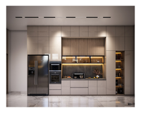 Armoire de cuisine en acier avec porte vitrée coulissante, design moderne, en promotion