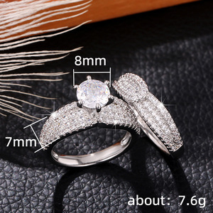 Set di Anelli di Fidanzamento con Zirconi Scintillanti per Donne, Gioielli Eleganti e di Lusso alla Moda - Product Image 5