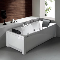 Baignoire de massage en acrylique pour 1 ou 2 personnes avec jets de spa, système de bulles d'air et cascade pour salle de bain d'hôtel