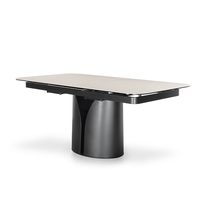 Ensemble de table à manger rectangulaire extensible moderne de style nordique avec plateau en pierre frittée, 6 places