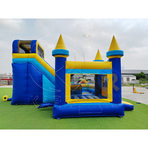Château Gonflable Classique Bleu et Jaune Combo 6x7m pour Fêtes, Aire de Jeu Gonflable avec Toboggan et Souffleur - Product Image 3