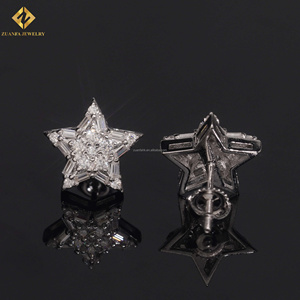 New Arrivals Fashion Style Pass Diamond Tester Screw <b>Back</b> Iced Out Man VVS1 Moissanite Diamond Hip Hop 5Stars Shape Stud <b>Earring</b> - Product Image 2