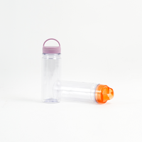 Bouteille d'eau cylindrique en plastique AS de 500 ml personnalisée JWAY en gros, écologique, avec couvercle à vis en PP et poignée, pour boissons