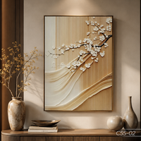 Peinture murale abstraite de luxe HALO, art miroir 3D, décoration en forme de vague de fleurs de cerisier, fabricant vietnamien OEM ODM