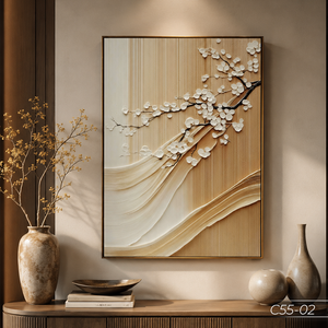 Peinture murale abstraite de luxe HALO, art miroir 3D, décoration en forme de vague de fleurs de cerisier, fabricant vietnamien OEM ODM - Product Image 2