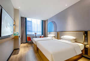 Juego de cama y colchón de madera para hotel, muebles económicos, personalizados, dobles, tamaño King y Queen, con mesita de noche y cabecero - Product Image 5