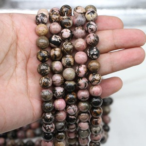 <strong>3mm</strong> 4mm 6mm 8mm 10mm 12mm Natural Loose <strong>Round</strong> Semi-precious Smooth <strong>Black</strong> Lace Rhodonite Gemstone <strong>Beads</strong> for Jewelry Making - Product Image 3