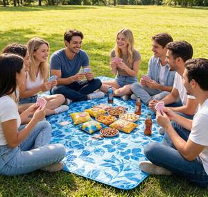 Manta de <span class=keywords><strong>Picnic</strong></span> Impermeable PoeticExist, Alfombra Oxford Resistente a la Humedad, Mantas Plegables - Product Image 6