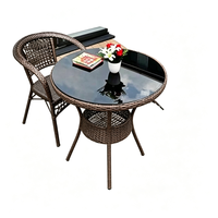 Balkon-Teetisch-Set mit Stühlen, Freizeitmöbel, Langlebiger Wasserfester Rattan-Stuhl, Dreiteiliges Set, Outdoor-Stuhl mit Rückenlehne für Hof und Veranstaltungen