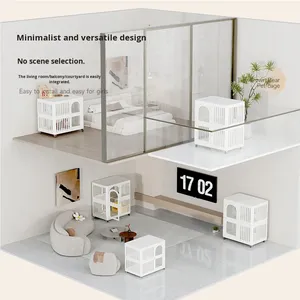 Nhựa Nhà Vật Nuôi 4-Bánh Xe Di Chuyển Mèo & Con Chó Lồng Cho Tất Cả Các Mùa Dễ Dàng Để Làm Sạch Đồ Nội Thất Vật Nuôi Cao-Minh Bạch Acrylic Cửa - Product Image 2