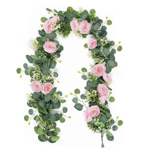 Guirlandes artificielles de camélias roses 180 cm, fleurs en soie, décoration de mariage, chemin de table romantique - Product Image 5