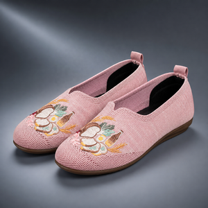 2026 Mujeres Bordado Retro Flying Knit Zapatos Planos Ligeros Flexibles Suela Pvc Calzado Casual Diario Zapatos De Mujer - Product Image 2