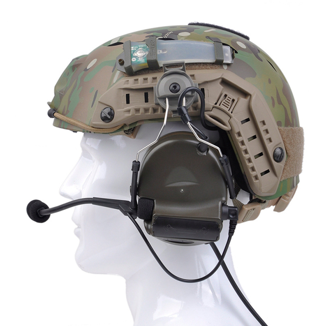 WADSN Aviation Headset with Rail Adapter for Helmet Sports Tactical Communication Headphones IPX-4 Waterproof Over-Ear