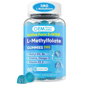 Gomitas de Folato Metilado OEM de 5 mg, 5-MTHF, L-Metilfolato, Metil B12, B6, Colina, Omega-3, Vitamina D3 y E, Apoyo para la Salud Cerebral de Adultos - Product Image 1