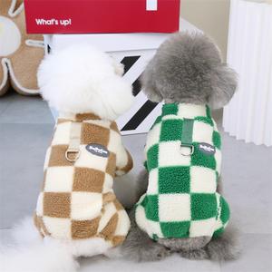 Xadrez velo cão macacão bonito pet roupas novo inverno quente cão futebol jersey pet roupas - Product Image 5