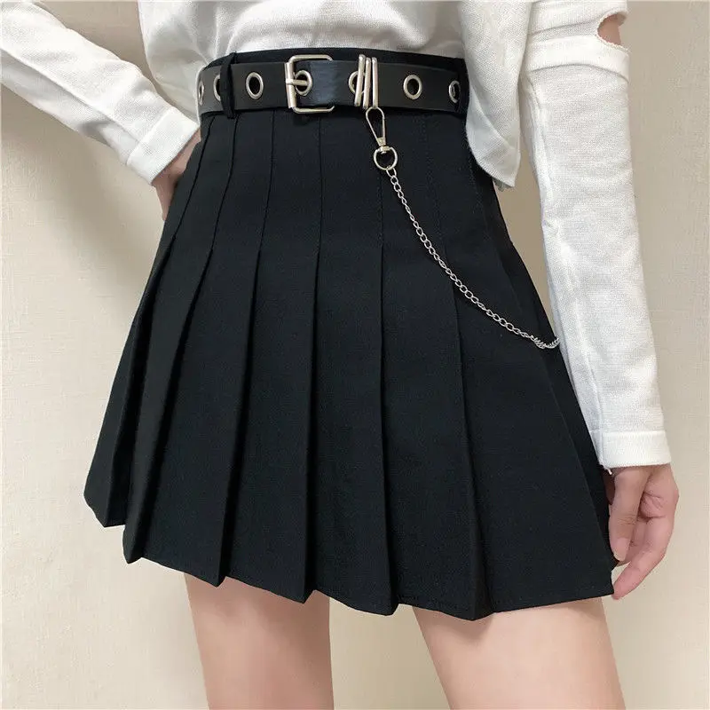 Harajuku-Falda vaquera Vintage para mujer, minifaldas de cintura alta con lazo dividido lateral negro, estilo japonés Kawaii, ropa de calle de verano